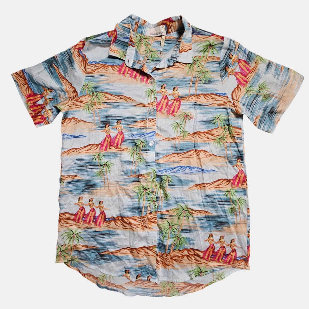 Peter Alexander Mens Short Sleeve Button Up Pajama Top S Cotton Hawaiian Aloha‎